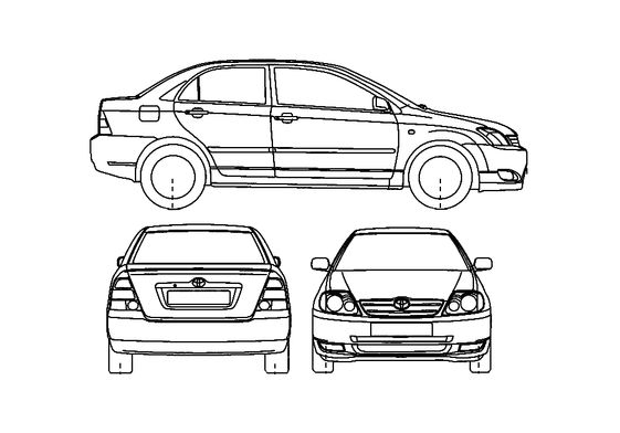 Download drawing Toyota Corolla IX E120 Sedan 2006 in ai pdf png svg